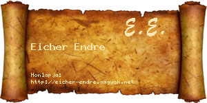 Eicher Endre névjegykártya